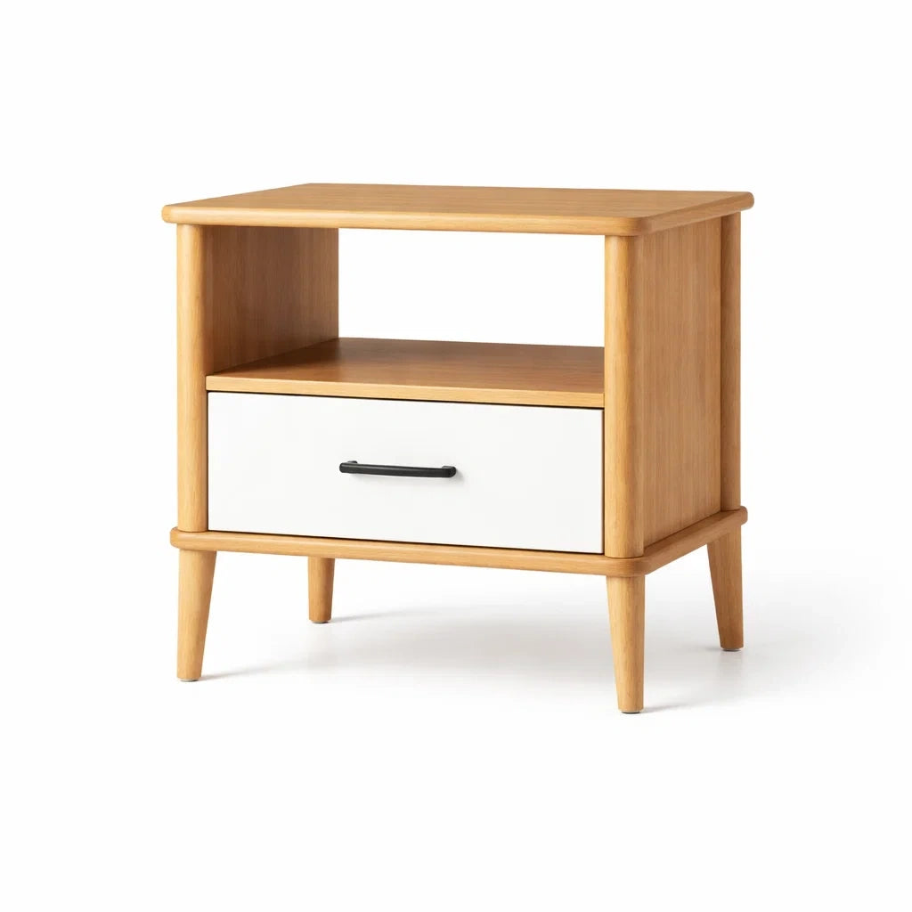 Comodino in Legno di Faggio e MDF con Cassetto