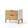 Comodino a 2 cassetti in legno MDF e quercia
