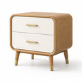 Comodino con 2 Cassetti in Legno e Metallo Rovere e Bianco