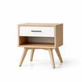 Comodino con Cassetto e Ripiano, Legno Rovere e MDF, 45 x 35 x 55 cm