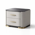 Comodino con Due Cassetti in Legno MDF e Metallo Dorato