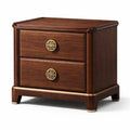 Comodino in legno massello 2 cassetti maniglie in ottone