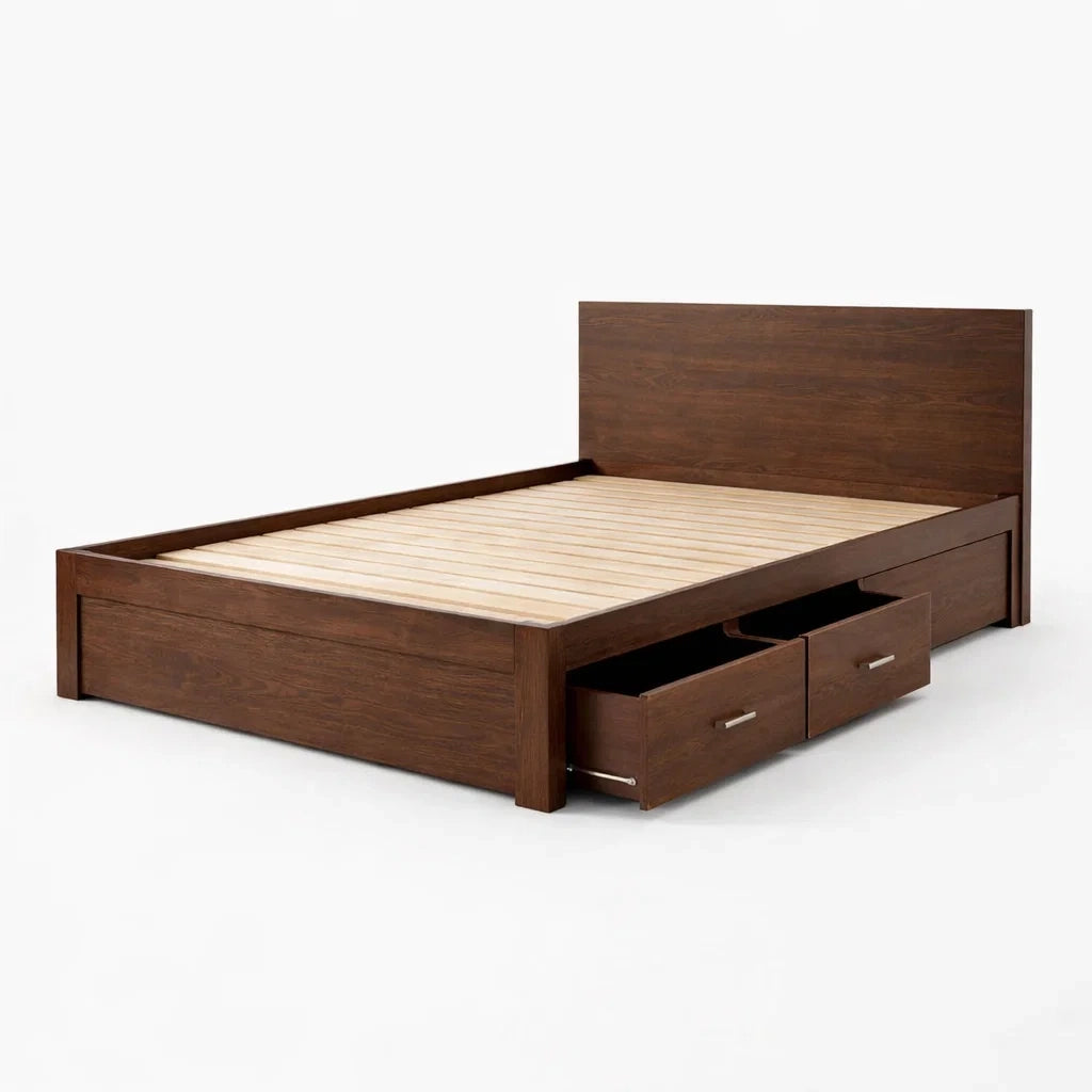 Letto Matrimoniale in Legno con Cassetti