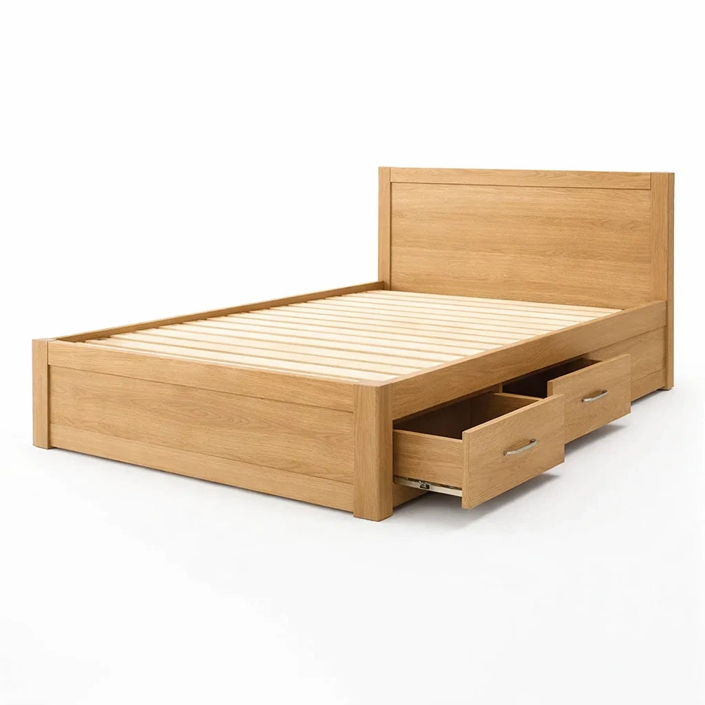 Letto in legno di rovere con cassetti 200x160 cm