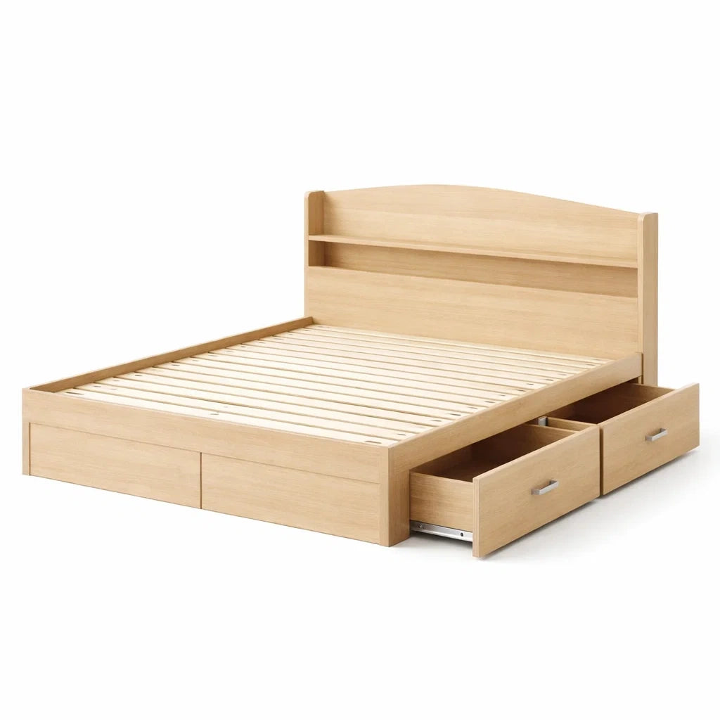 Letto Matrimoniale in Legno MDF con Cassetti Contenitori