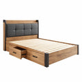 Letto matrimoniale in Legno e Metallo con Cassetti 200x160cm