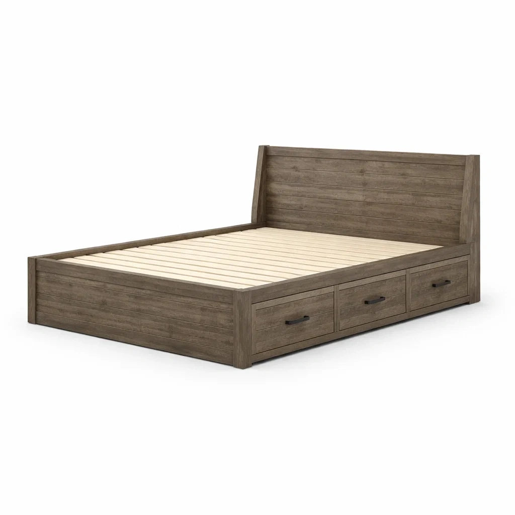 Letto matrimoniale in legno con cassetti integrati 200x160 cm Marrone