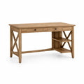 Scrivania in Legno Massello con Cassetti e Ripiani Laterali 140x60x75 cm