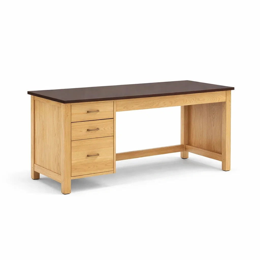 Scrivania in Legno di Rovere con Tre Cassetti