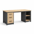 Scrivania in Legno e Metallo con 3 Cassetti e Ripiani Nero/Legno Chiaro 150x60x75 cm