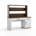 Scrivania con scaffale in legno MDF bianco e marrone