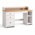 Scrivania in MDF Bianco con Piano in Rovere e Cassetti
