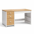 Scrivania in Legno e Melamina Bianco e Rovere con Cassetti e Ripiano 120x50x75 cm