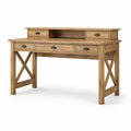 Scrivania in Legno Massello di Rovere Chiaro con Cassetti e Ripiano