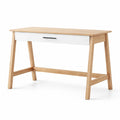 Scrivania in Legno massello con Cassetto, Naturale e Bianco