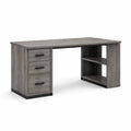 Scrivania in Legno MDF con Cassetti e Ripiani Grigio